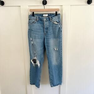 Abercrombie & Fitch Button Fly The Dad High Rise Distressed Jeans Size 28 / 6S